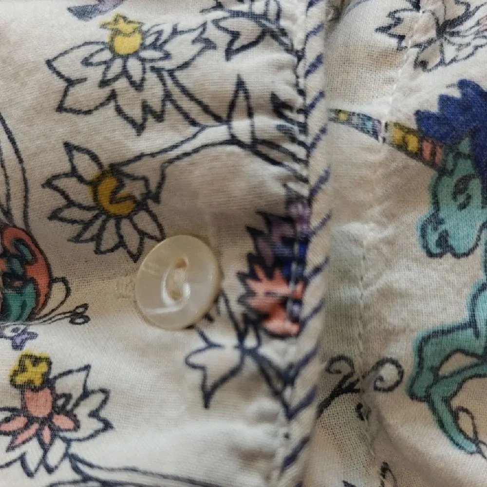 Roller Rabbit Blue and Yellow Horse Print Pajama Shirt (Top Only)